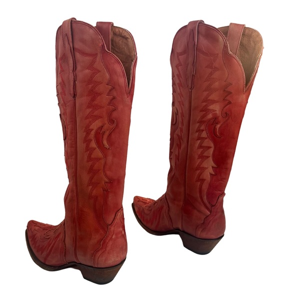 DAN POST WOMEN’S WESTERN HALLIE LEATHER BOOT COLOR: RED SIZE: 9 COWGIRL - Picture 6 of 16